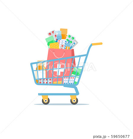 Trolley With Medicine Bagのイラスト素材