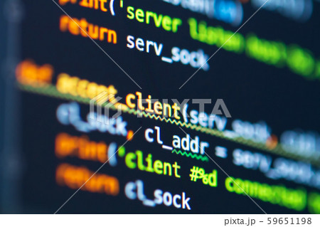 Program code on screen of laptop. Coding process. 59651198