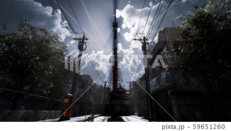 Mockup village in Japan and view tokyo tower.3D Mockup village in Japan and view tokyo tower.3D 59651260