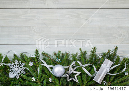 Christmas flat lay decor on wood 59651457