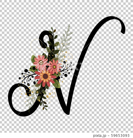 vector, flowers, letter - Stock Illustration [59653093] - PIXTA