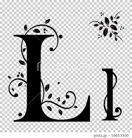 Decorated Alphabet with ornaments vintage vector, Letter L upper and lower case with leaves vector. Decoration vintage for invites card and other concept ideas. Illustration alphabet 59653500