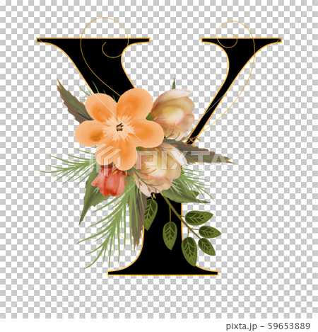 Title	 Alphabet with flowers, letter Y with watercolor flowers and leaves hand drawn on paper. Illustration alphabet Decoration for invites card and other concept ideas.	 59653889