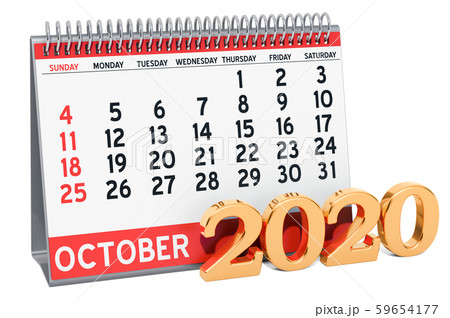 October 2020 Desk Calendar, 3D rendering October 2020 Desk Calendar, 3D rendering 59654177