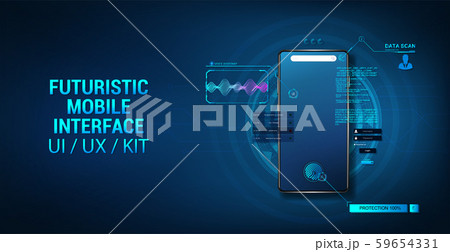 Smartphone mockup with interface HUD Smartphone mockup with interface HUD 59654331