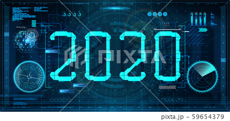 Technology 2020 New Year concept in style HUD 59654379