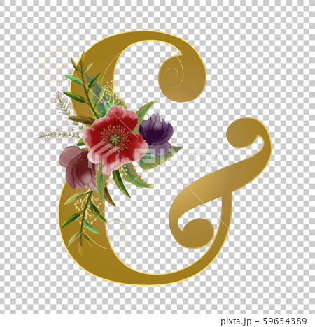 Floral Alphabet Gold Ampersand With Watercolor... - Stock Illustration [59654389] - Pixta