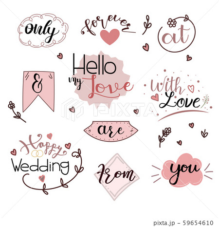Catchwords Collection Romantic with Handwritten font. Prepositions vector set. Illustration catchwords. I Love You. Engagement invitation card Catchwords Collection Romantic with Handwritten font. Prepositions vector set. Illustration catchwords. I Love You. Engagement invitation card 59654610