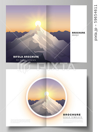 Vector layout of two A4 format modern cover mockups design templates for bifold brochure, magazine Vector layout of two A4 format modern cover mockups design templates for bifold brochure, magazine 59654611