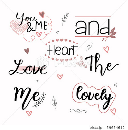 Catchwords Collection Romantic with Handwritten font. Prepositions vector set. Illustration catchwords. I Love You. Engagement invitation card Catchwords Collection Romantic with Handwritten font. Prepositions vector set. Illustration catchwords. I Love You. Engagement invitation card 59654612