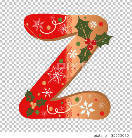 Cookie alphabet gingerbread, Letter Z cookie alphabet with Christmas flowers and snowflakes. Illustration Cookie	 59655080
