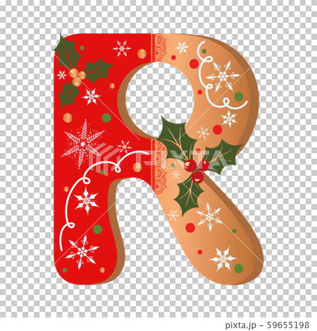 Cookie alphabet gingerbread, Letter R cookie alphabet with Christmas flowers and snowflakes. Illustration Cookie 59655198