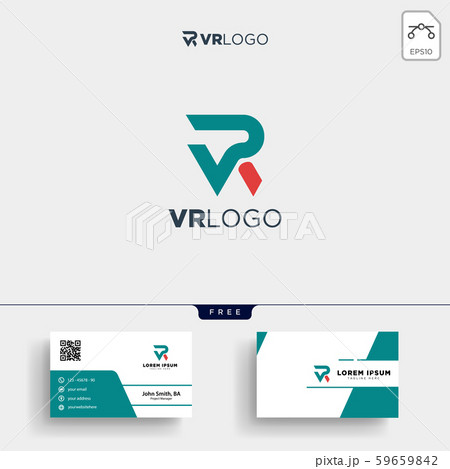 VR Visual Ready logo template and business card 59659842