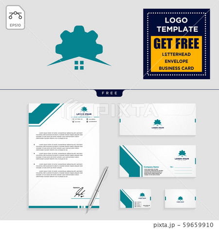 gear home logo template and stationery design 59659910