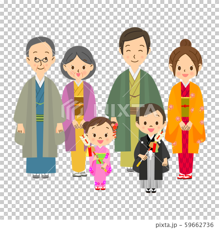 Three generation family in kimono 59662736