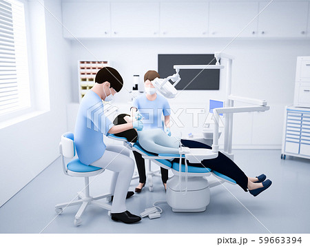 歯医者と患者のイラスト素材