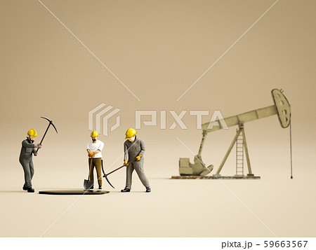 石油開発と作業員のイラスト素材