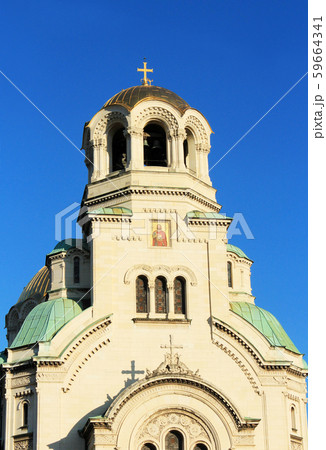 ブルガリア アレクサンドル ネフスキー大聖堂の鐘楼の写真素材