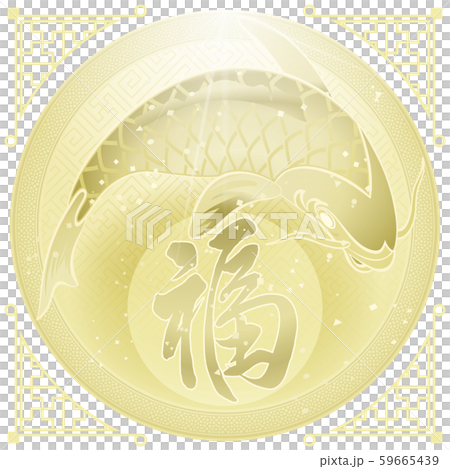 中国・縁起の良い装飾デザイン5(透過)[グレア+格子フレーム+卍繋ぎ] 59665439