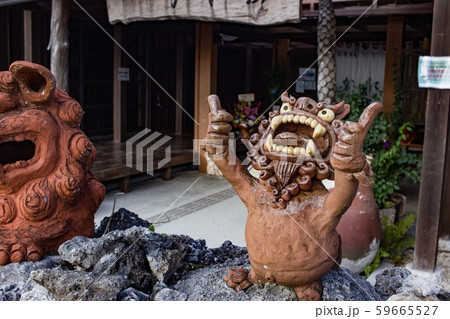 Shisa statues on Taketomi island, Okinawa, Japan. 59665527