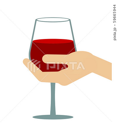 手に持ったワインのイラスト素材