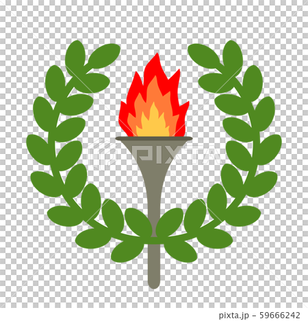 月桂樹の輪と聖火のイラスト素材