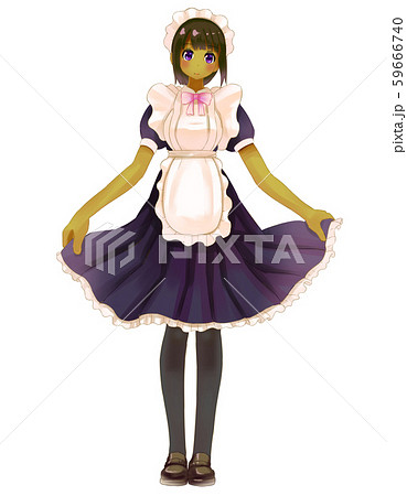 かわいいメイドの女の子 黒人 Cute Maid Girl Black Girl のイラスト素材