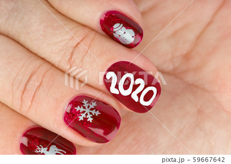 Finger nail with christmas pattern 59667642