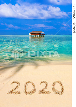 Numbers 2020 on beach 59667649