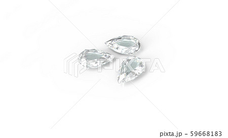 涙型 ドロップカット ダイヤモンド クリスタル バックグランド白系 Cgのイラスト素材