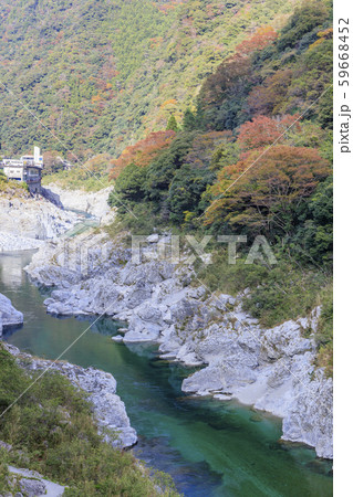 大歩危峡 紅葉の写真素材