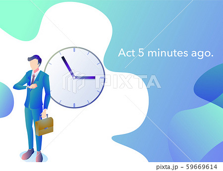 5分前行動 アイソメトリック ビジネスマンのイラスト素材