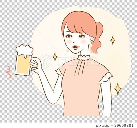 女性 ビール 飲み会 飲酒 イラストのイラスト素材