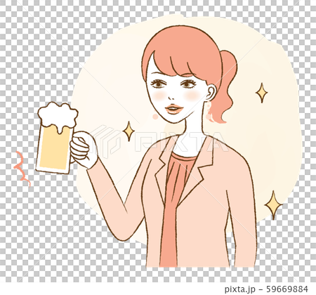 女性 ビール 飲み会 飲酒 イラストのイラスト素材