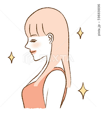 ヘアケア 女性 髪の毛 綺麗 イラストのイラスト素材