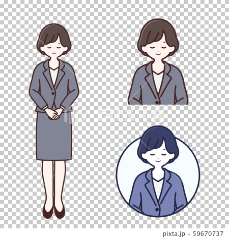 お辞儀をしているスーツ姿の女性のイラスト素材 お辞儀をしているスーツ姿の女性のイラスト素材