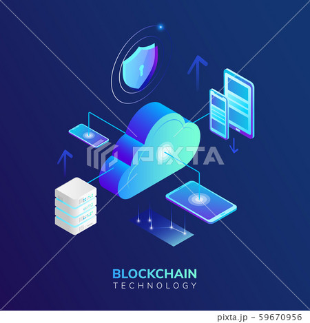 Abstract high security, blockchain technology, concept. Isometric vector illustration 59670956