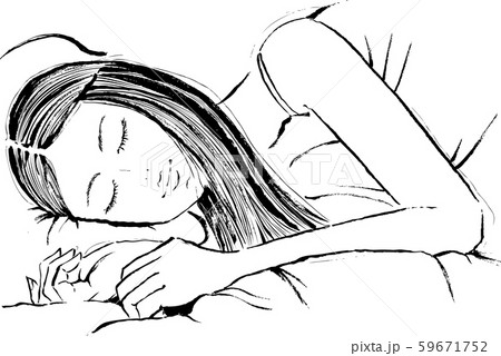 寝ている女性のイラスト素材
