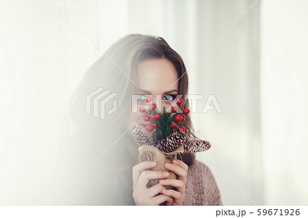 girl with makeup in Christmas style girl with makeup in Christmas style 59671926