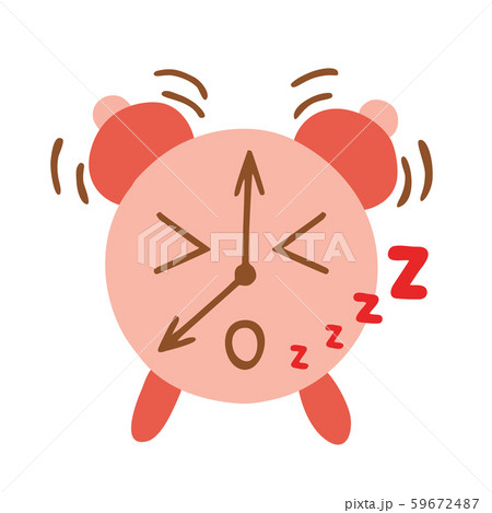 Kawaii Style Alarm Clock Is Ringing And Says Zzzのイラスト素材