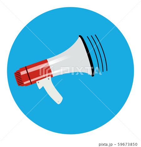Megaphone icon with sound effects in flat style. 59673850