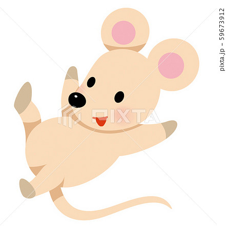 年賀素材 飛び上がるネズミのイラスト素材