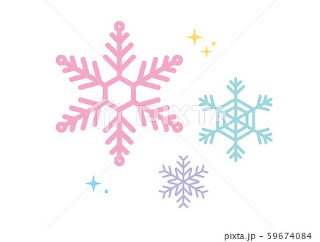 カラフル大きい雪の結晶セットのイラスト素材