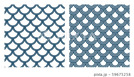 Set of blue fishscale pattern in decorative style 59675258