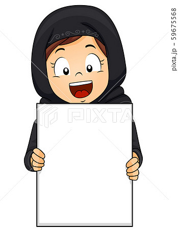Kid Girl Muslim Qatar Blank Board Illustration Kid Girl Muslim Qatar Blank Board Illustration 59675568