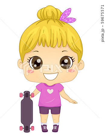 Kid Girl Long Board Illustration Kid Girl Long Board Illustration 59675571