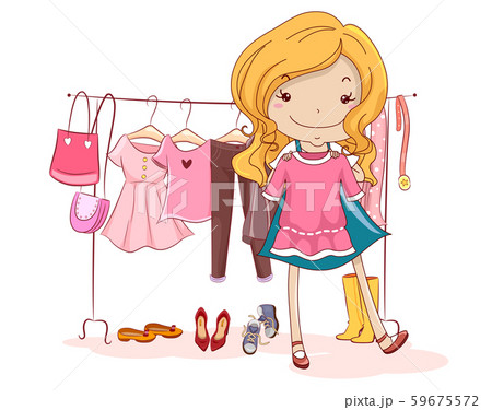 Kid Girl Capsule Wardrobe Illustration 59675572