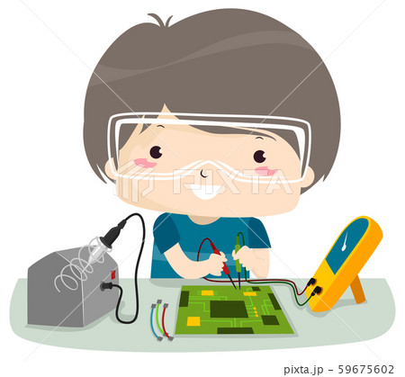 Kid Boy Robotics Summer Camp Illustration 59675602