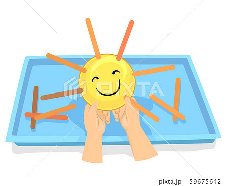 Kids Hands Preschool Sun Weather Activity Trayのイラスト素材