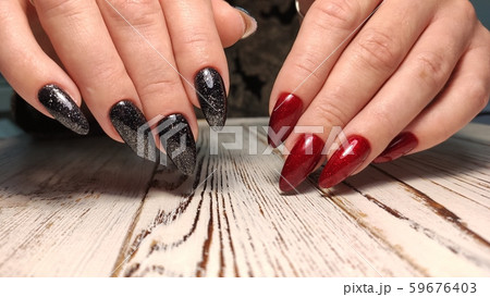 beautiful gel lacquer manicure on a textured 59676403